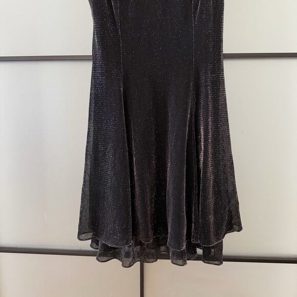 Vintage 80s 90s Black Silver Festive Swing Skater Mini Dress M/L USA Union Made - Picture 8 of 13